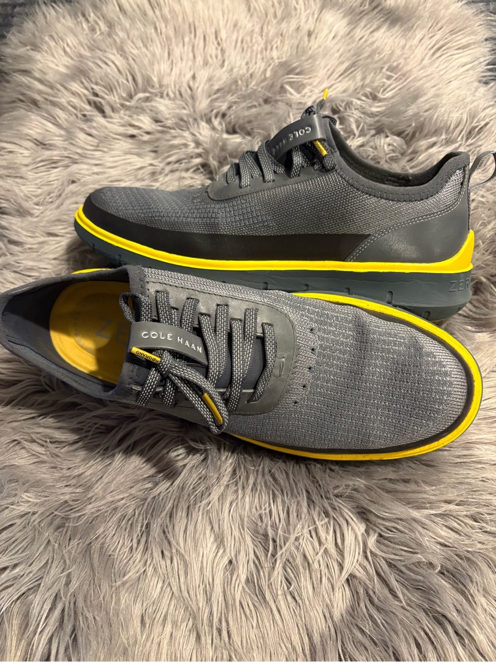 Cole Haan Zero Grand Gray Sneakers with Yellow Trim